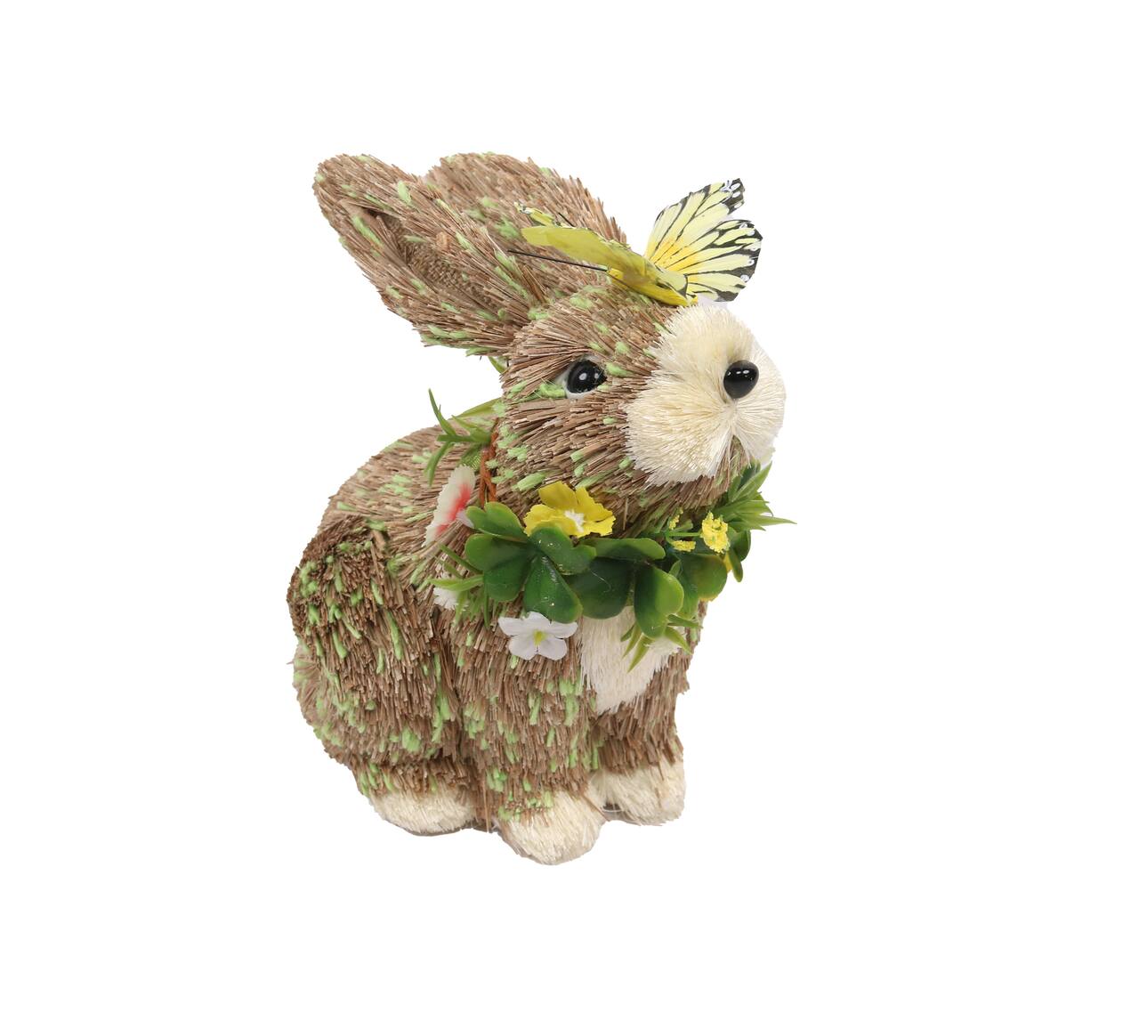 8&#x22; Easter Bunny with Butterfly Straw Figurine